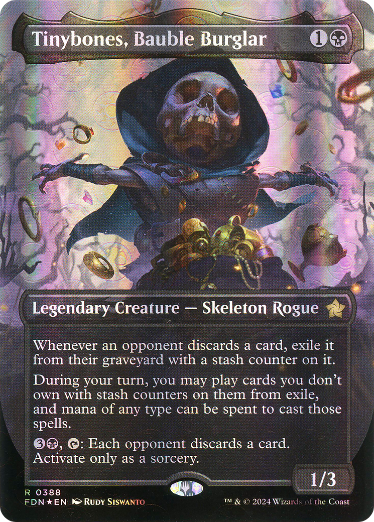 Tinybones, Bauble Burglar (Borderless) (Mana Foil) (FDN-388) - Foundations Foil