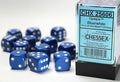 Chessex 12 D6 Opaque Blue/White