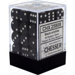 Chessex 36 D6 Opaque Black/ White