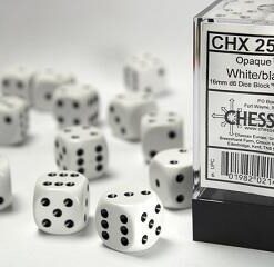 Chessex 12 D6 Opaque White/Black
