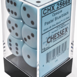 Chessex 12 D6 Opaque Pastel Blue/Black