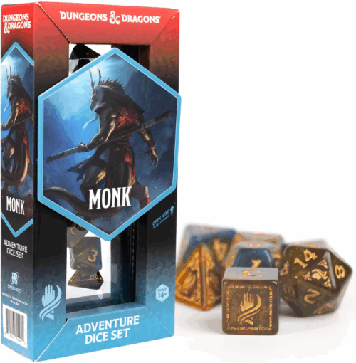 D&D Adventure Dice: Monk Blue Gold