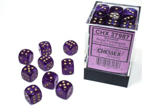 Chessex 36 D6 Borealis Royal Purple/ Gold