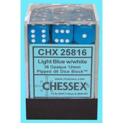 Chessex 36 D6 Opaque Light Blue/White