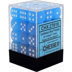 Chessex 36 D6 Frosted Caribbean Blue/White
