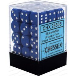 Chessex 36 D6 Opaque Blue/White