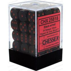 Chessex 36 D6 Opaque Black/ Red