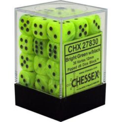 Chessex 36 D6 Vortex Bright Green/black