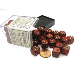 Chessex 36 D6 Glitter Ruby/Gold