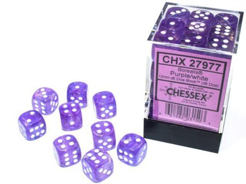 Chessex 36 D6 Borealis Purple/White