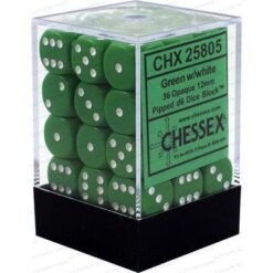 Chessex 36 D6 Opaque Green/White
