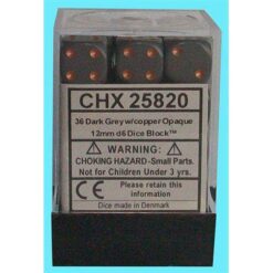 Chessex 36 D6 Opaque Dark Grey/Copper
